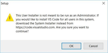 Azure Data Studio - Install as user, do not install using an administrator account.