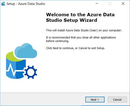 Azure Data Studio - Install Program - Welcome Screen