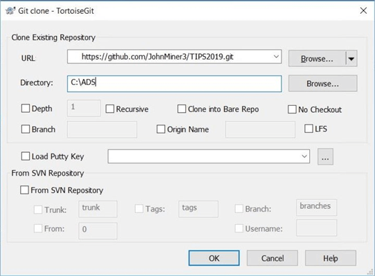 Azure Data Studio - Install Program - Tortoise Git - Close the repository from Git Hub to my local computer.