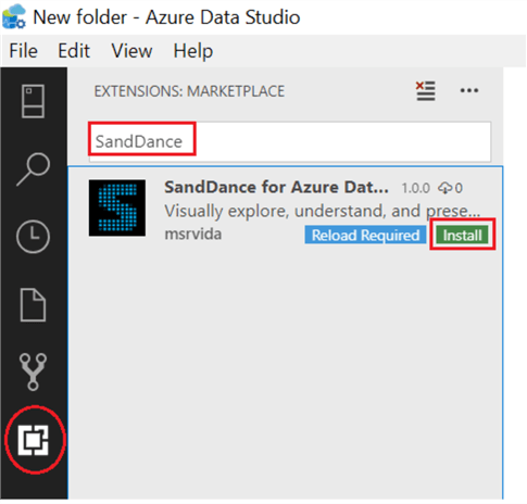 Installing SandDance extension in marketplace in Azure Data Studio