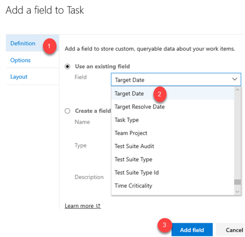 MSSQLTip11_AzureBoardsCustomNewField1 Steps for customizing work task and adding new field using existing field
