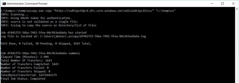Copying file within the Azure Domain is quick.