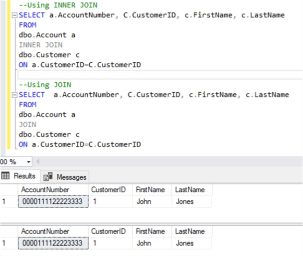 Sample SQL Server JOIN commands
