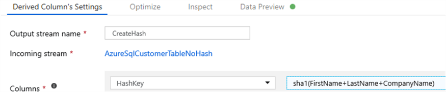 Step to setup Hash in derived column.