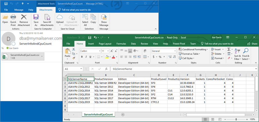 CSV file in email