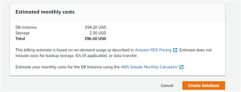 AWS RDS - SQL Server Cost Estimates