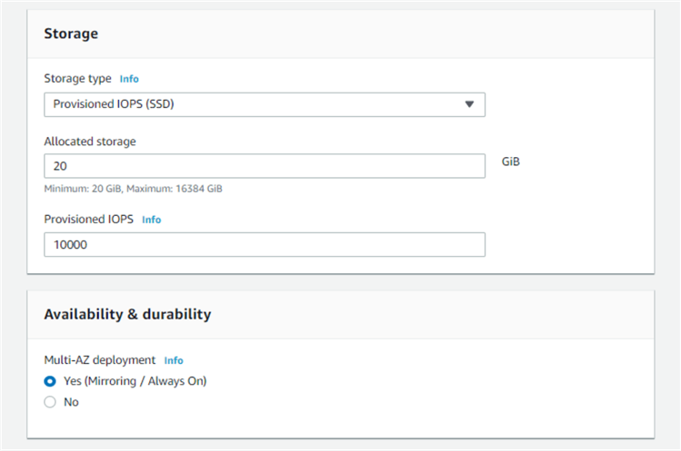 AWS RDS - Storage and HA Settings