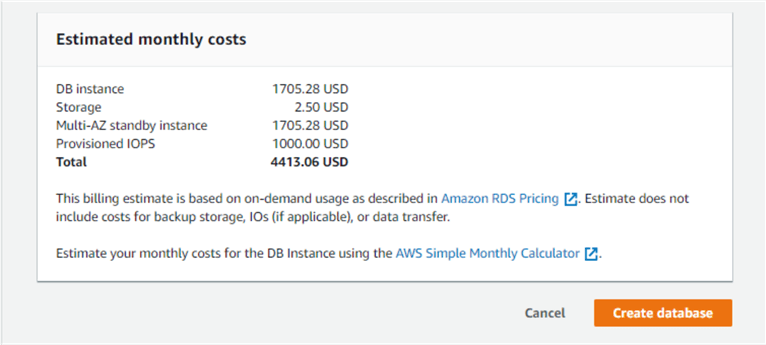 AWS RDS - Cost Estimates