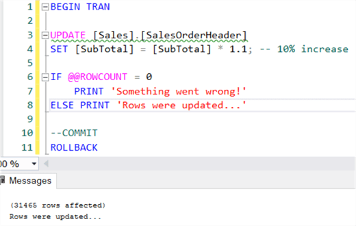 antage pause Forhandle How to use @@ROWCOUNT in SQL Server