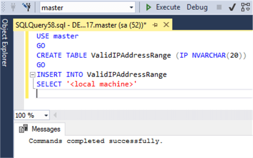 Create a central table for a validate IP range