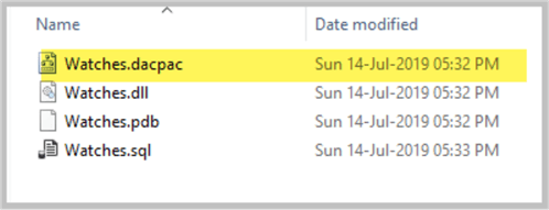 Creating DACPAC backup type after making changes to the SQL Database Project.