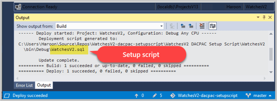 Setup script created as a result of debugging the project.