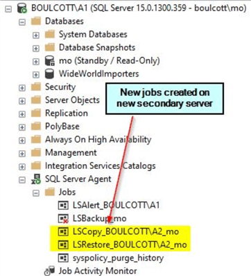 sql agent jobs for log shipping