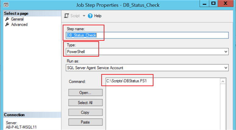 SQL server job step