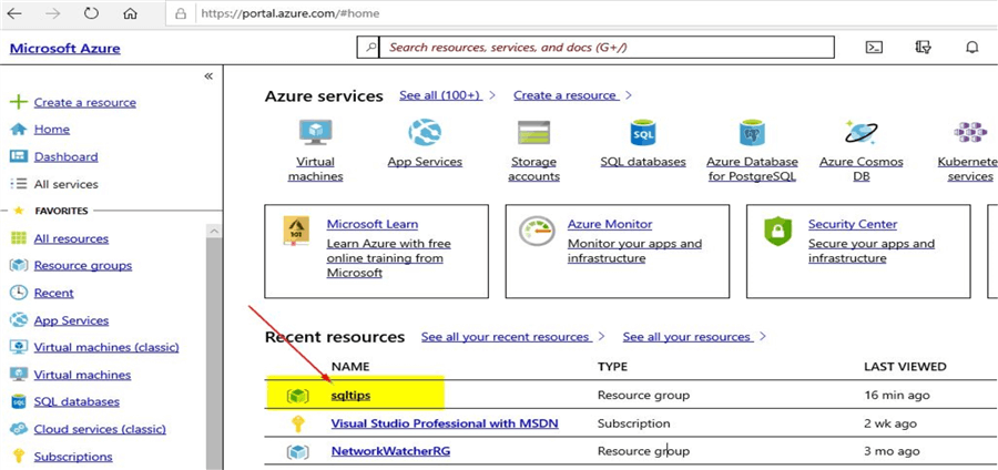 azure home page