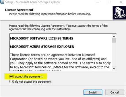 Azure Storage Explorer agreement