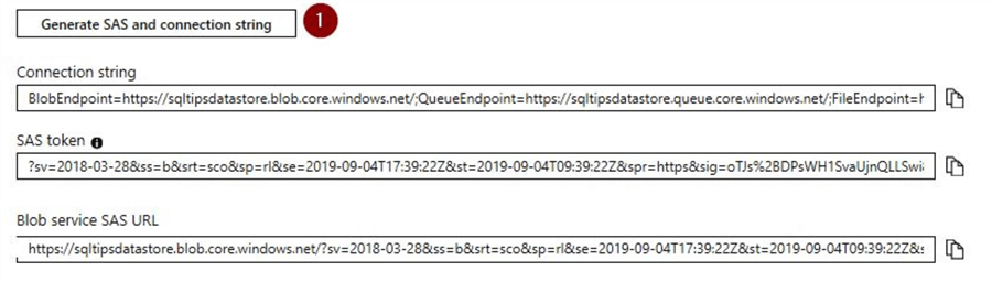 azure storage account sas and connection string