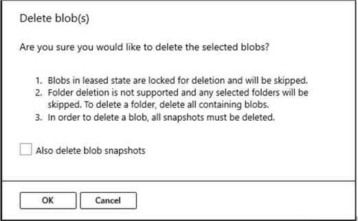 delete blobs confirmation