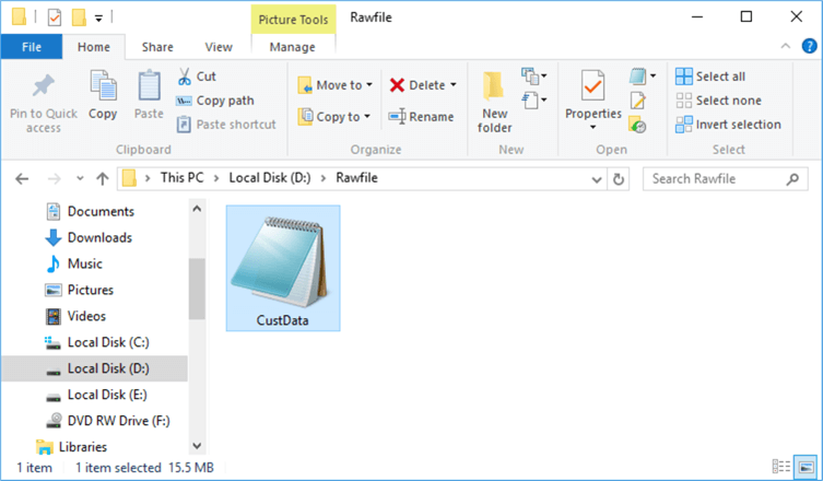 As per require, raw file is created in destination location