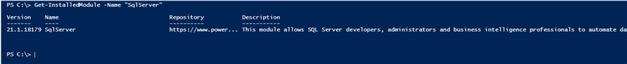 check to see if SqlServer module is installed