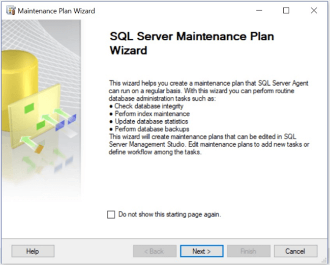 sql server maintenance plan wizard
