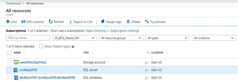 Azure Serverless Database - Both a server and database have been deployed.