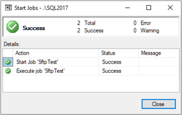 Successful SQL Agent Job Output