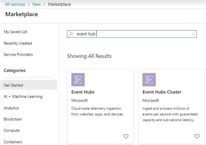 Event Hub - Azure Marketplace offerings.