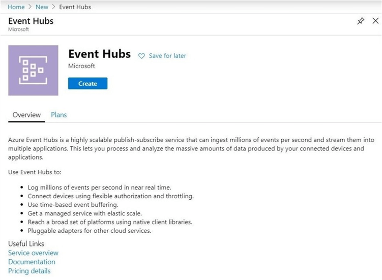 Event Hub - Create a hub using portal template.