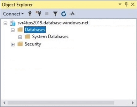 General Purpose - SSMS Object explorer with the logical server.