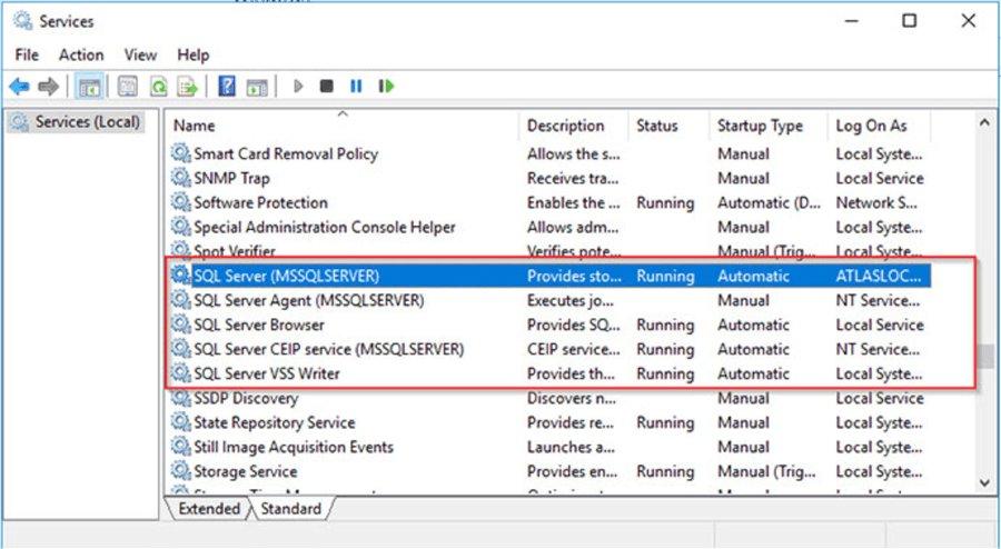 How stop and start SQL Server services