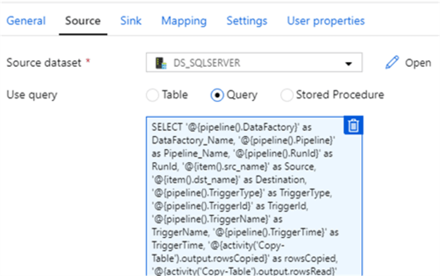 CreateLogFileSource source data set and query config for Option 2