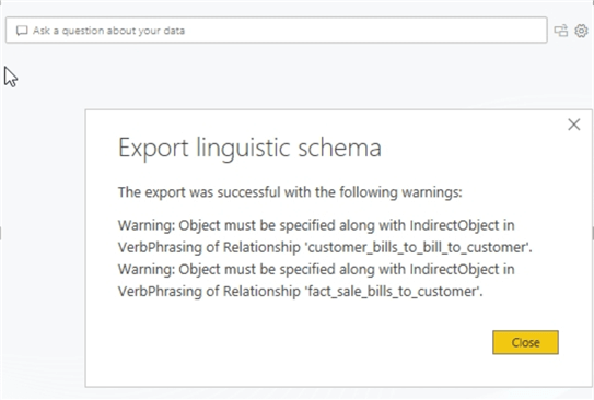 Export Schema warning.