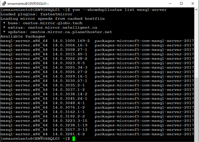 linux list sql server components