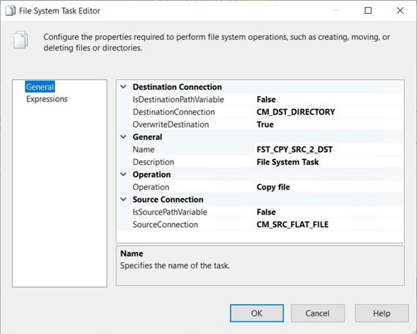 Flexible File Task - File System Task Editor - Copy Action