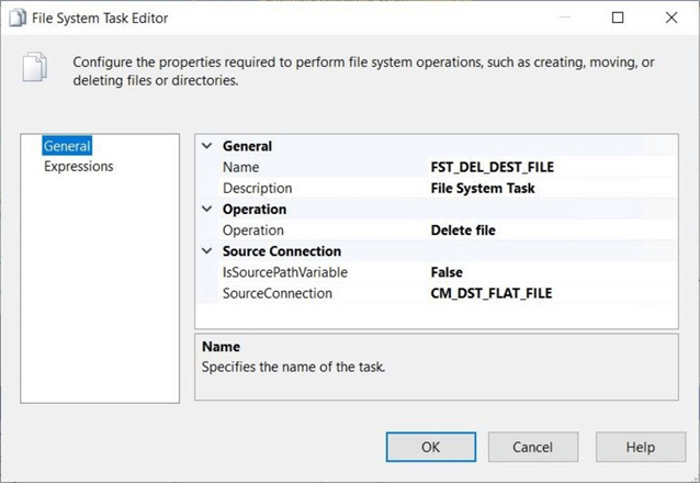 Flexible File Task - File System Task Editor - Delete Action