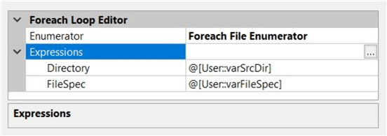 Flexible File Task - Example 1c - Mapping variables to expressions make the enumerator dynamic.