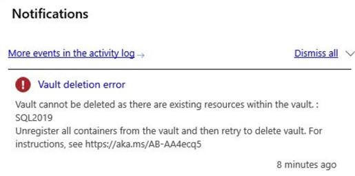 azure recovery services error