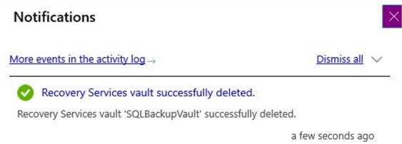 azure recovery services delete vault