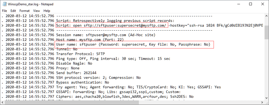 winscp command line login password