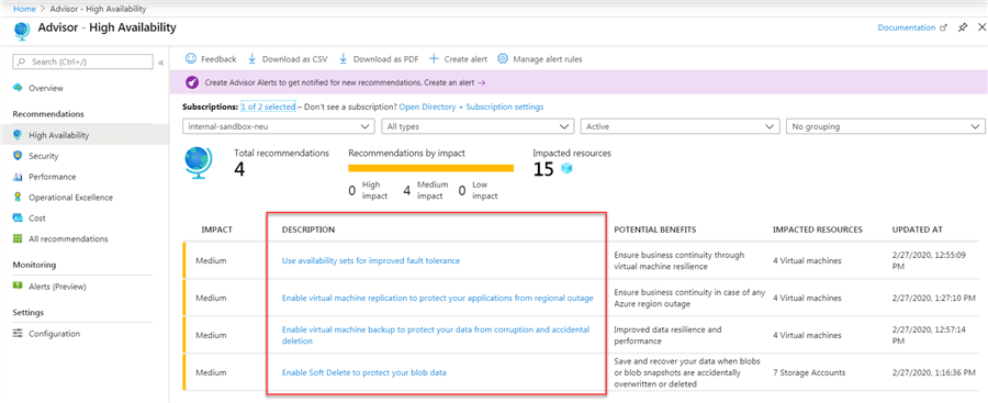 azure high Availability recommendations