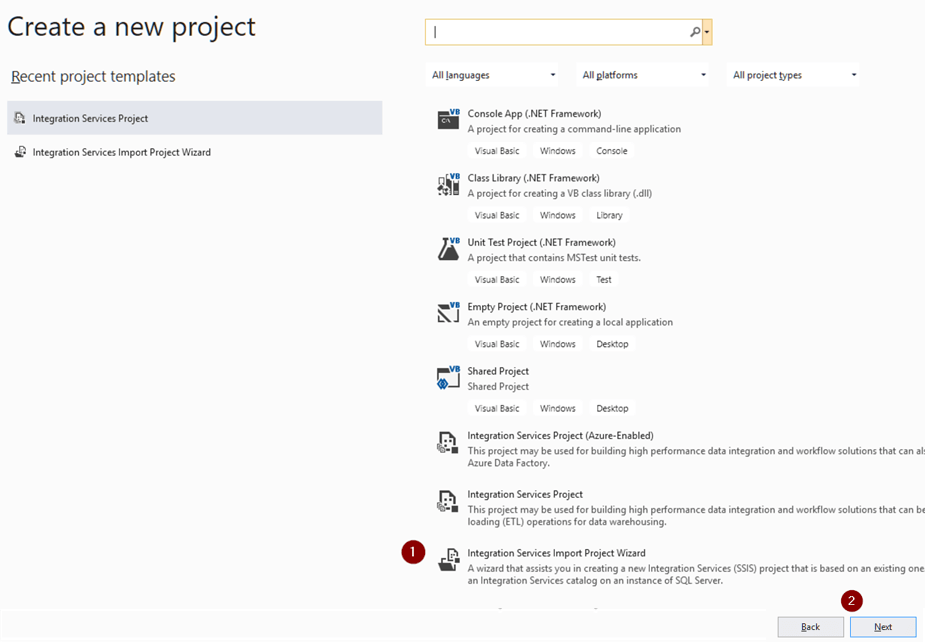 Integration Services Import Project Wizard