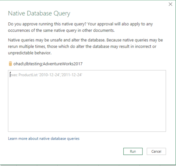 native database query