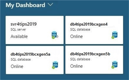 Three databases and one server pinned to my dashboard