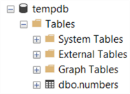 After a service restart TempDB now has the numbers table.
