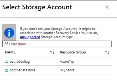 select storage account