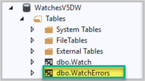 Table to store errors