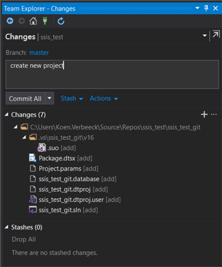 commit changes locally