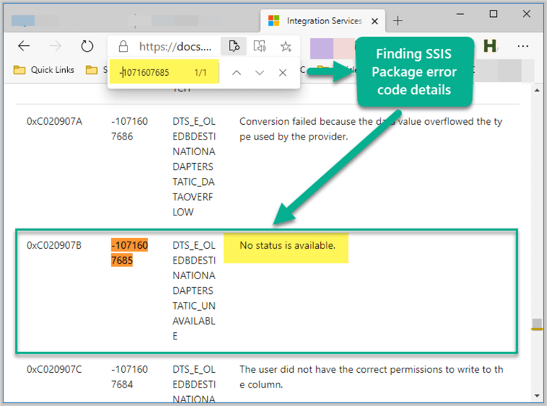 Finding SSIS Package Error Details