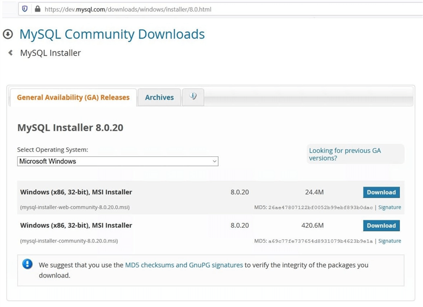 Azure Database for MySQL - MySQL community downloads.